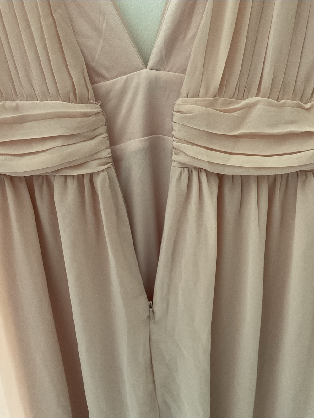 Lulus Heavenly Hues Blush Pink Chiffon V-Neck Maxi Dress NWT Large - Picture 9 of 14